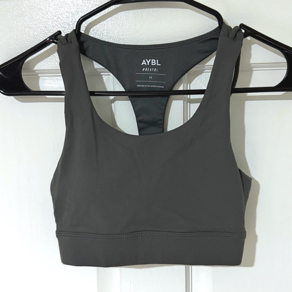 AYBL Womens Racerback Sports Bra Dark Grey Mesh Back XS #BEAYBL Activewear